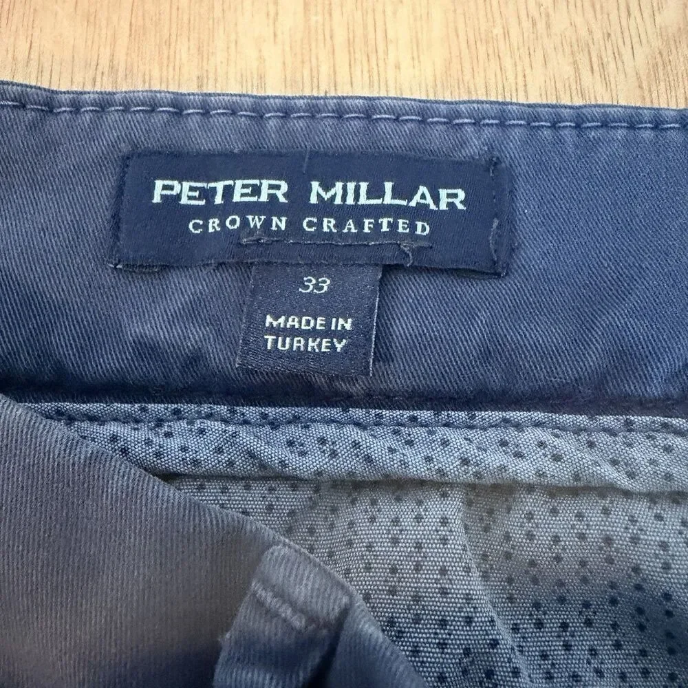 Peter Millar Crown Crafted Men's Size 33 Blue Performance Pants Golf Chino